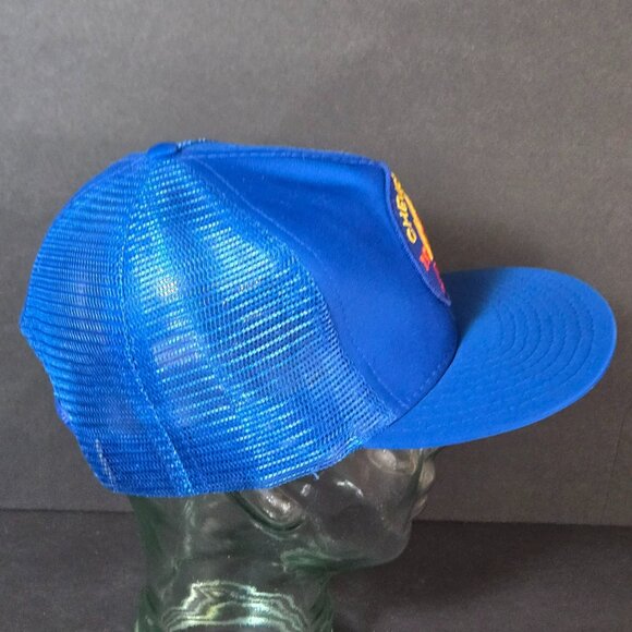 Vintage 1991 Chevron USA Fire Training Blue Mesh Trucker Hat Snapback Adjustable - Picture 3 of 8
